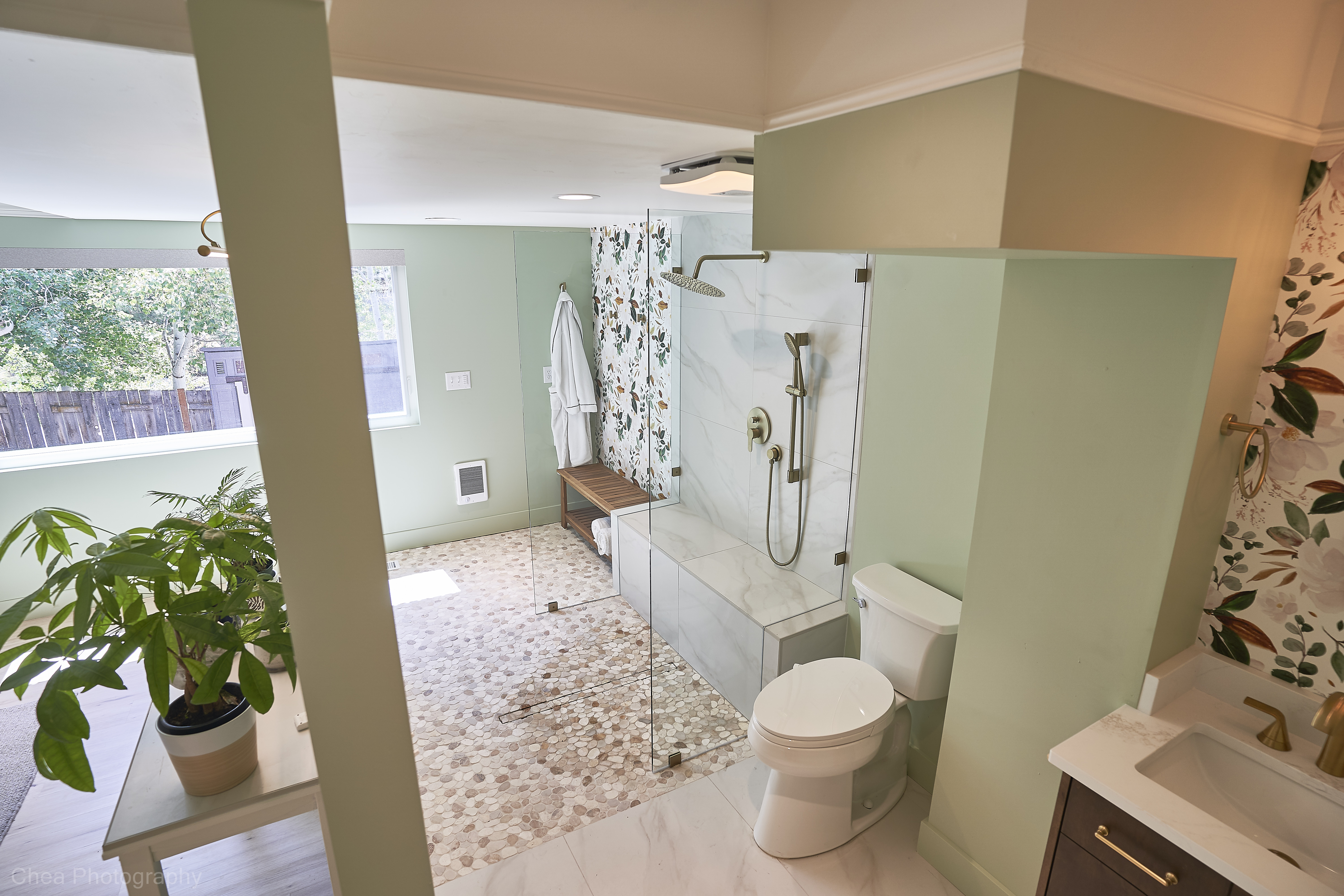 Suite project: Completed suite bathroom with pebble floor and marble shower (Photo 22/22)